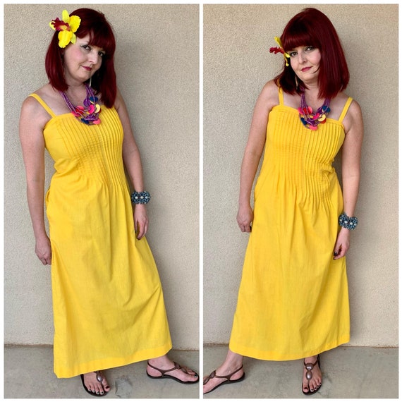 Vintage 1970s Lemon Yellow Sundress - image 3