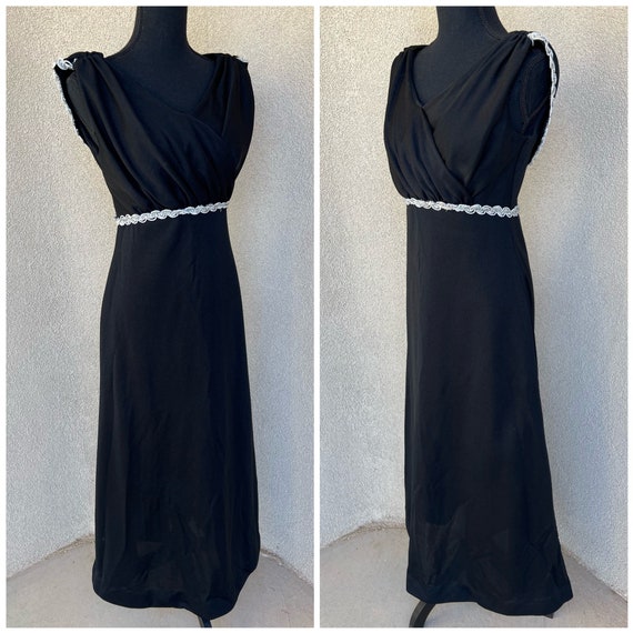 Vintage 1960s Black Caped Evening Gown - image 2
