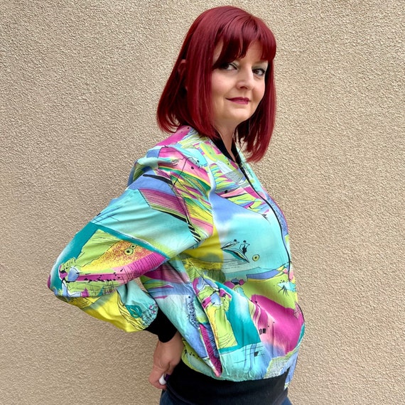 Vintage 1980s Abstract Print Windbreaker - image 6