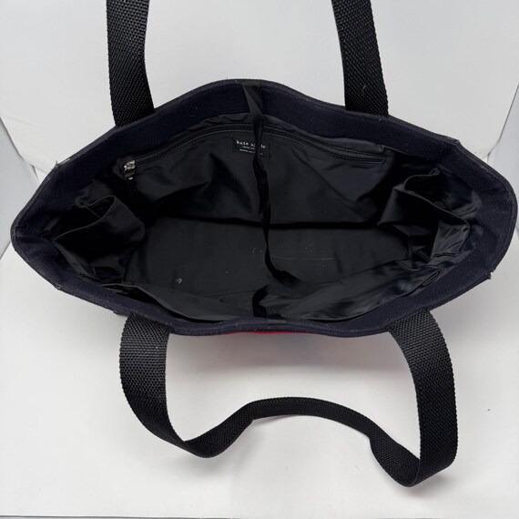 KATE SPADE Vintage Y2K Navy Blue & Red Wool Tote … - image 9