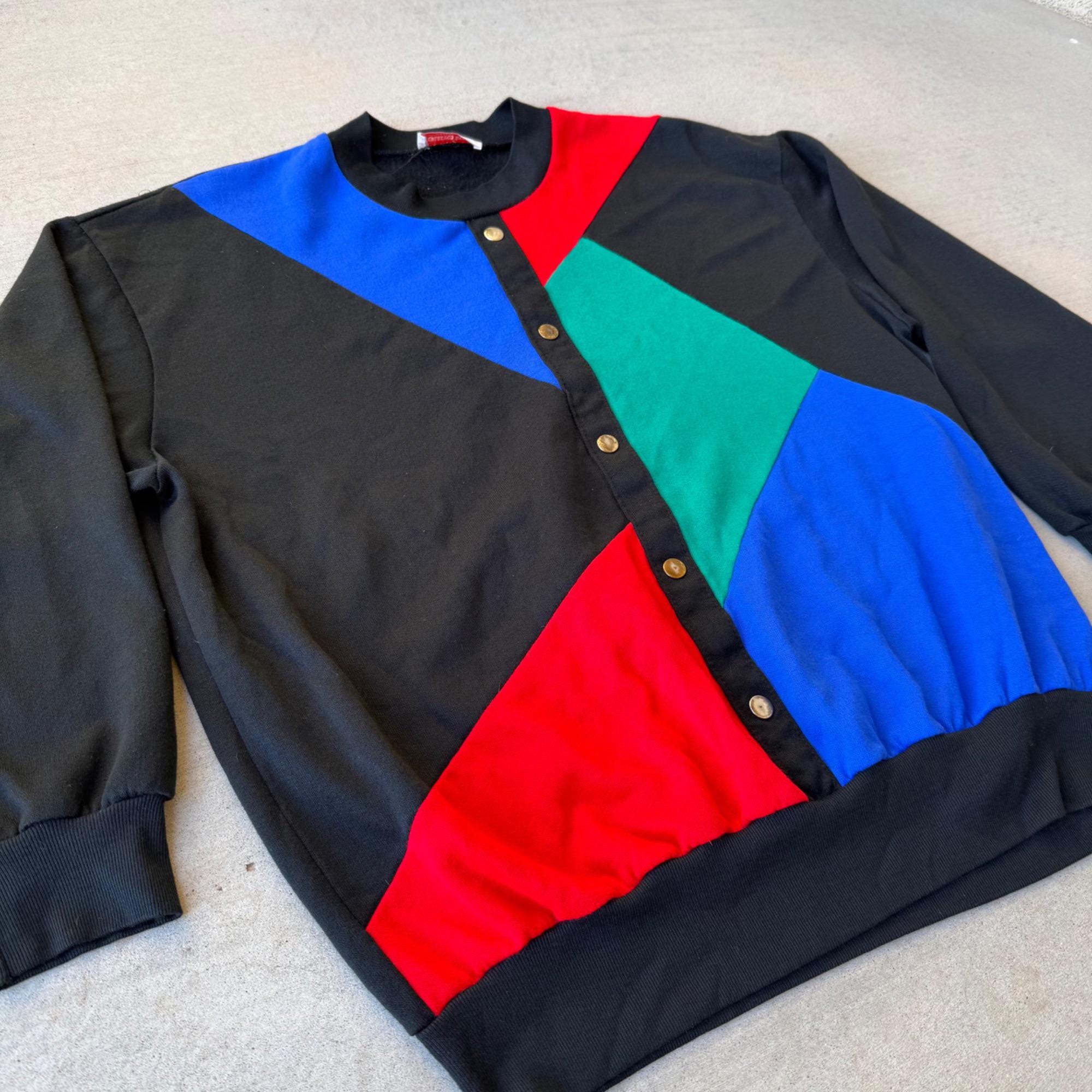 Maximalist Cardigans Maximalist 80s Colorblock Geometric Snap Cardigan 2XL - Etsy