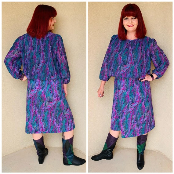 Vintage 1980s Fern Pattern Dress - image 1