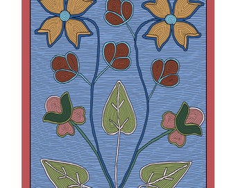 Multiple Flowers with Periwinkle Background