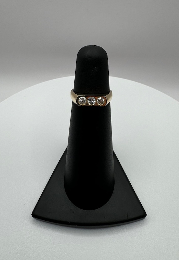 14k Solid Gold 3 Diamond Pinky Ring