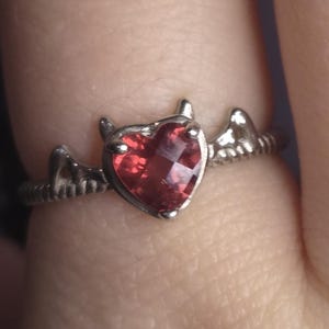 Bat Wing Ring - Gothic Ring - s925 Ring - Sterling Silver Ring - Sterling Silver Crystal Ring - Ruby Ring - Crystal Sterling Silver Ring