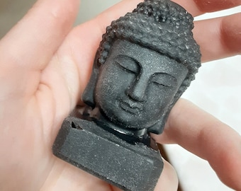 Black Obsidian Buddha Head Carving Gift