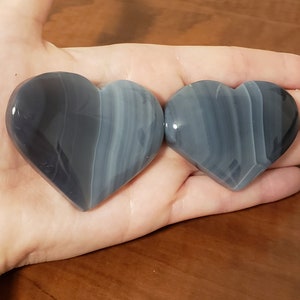 Black Agate - Agate Hearts - Blue Agate - Agate Heart - Crystal Hearts - Banded Agate