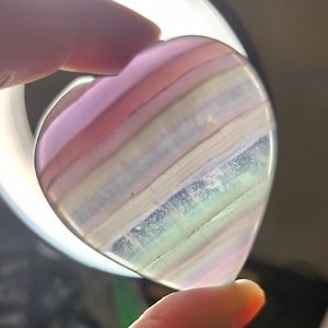 Rainbow Fluorite - Fluorite Heart - Banded Fluorite - Heart Crystal - Crystal Hearts