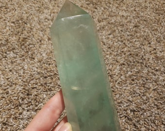 Green Fluorite Tower - Green Fluorite - Fluorite Crystal Green - Green Fluorite Crystal - Fluorite Green - Fluorite Tower