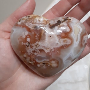 Flower Agate Heart - Flower Agate - Flower Agate Crystal