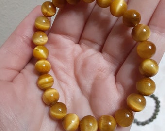 Pulseras de cristal, ojo de tigre amarillo, cuarzo rosa, labradorita