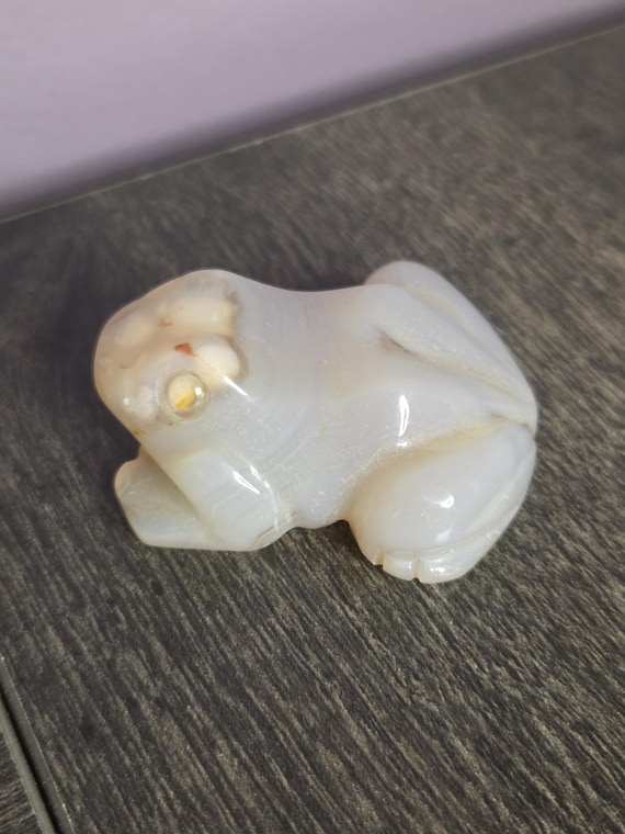 Flower Agate Frog - Crystal Frog - Frog Crystal - Frog Crystals - Flower Agate - Crystal Frog Figurine - Crystal Frog Figurines