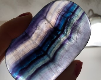 Rainbow Fluorite Palm Stone with Beautiful Banding