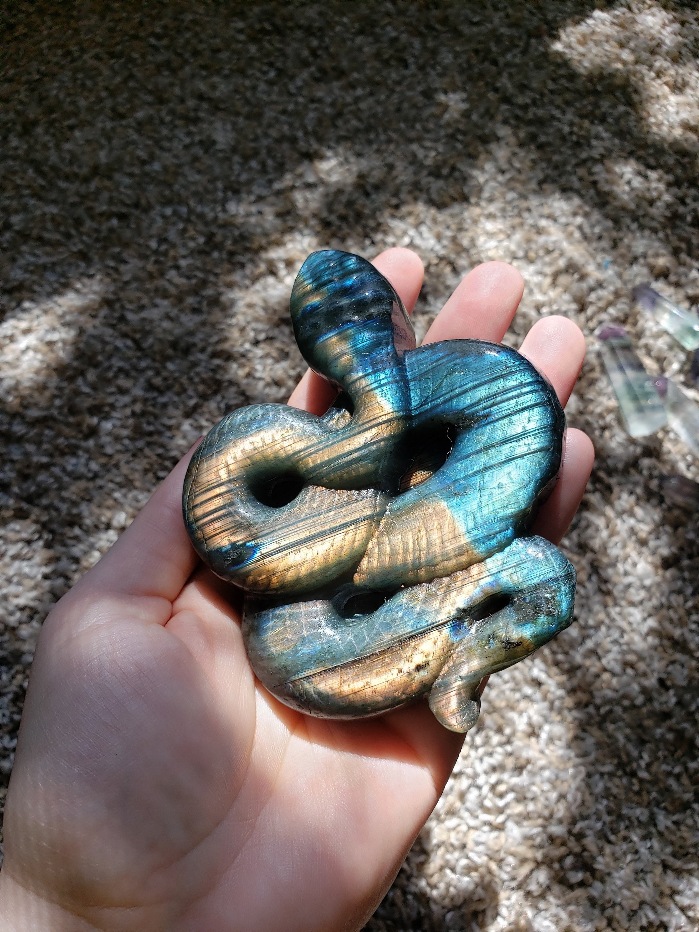 Serpent labradorite - Serpent de cristal - Labradorite bleue - Labradorite dorée
