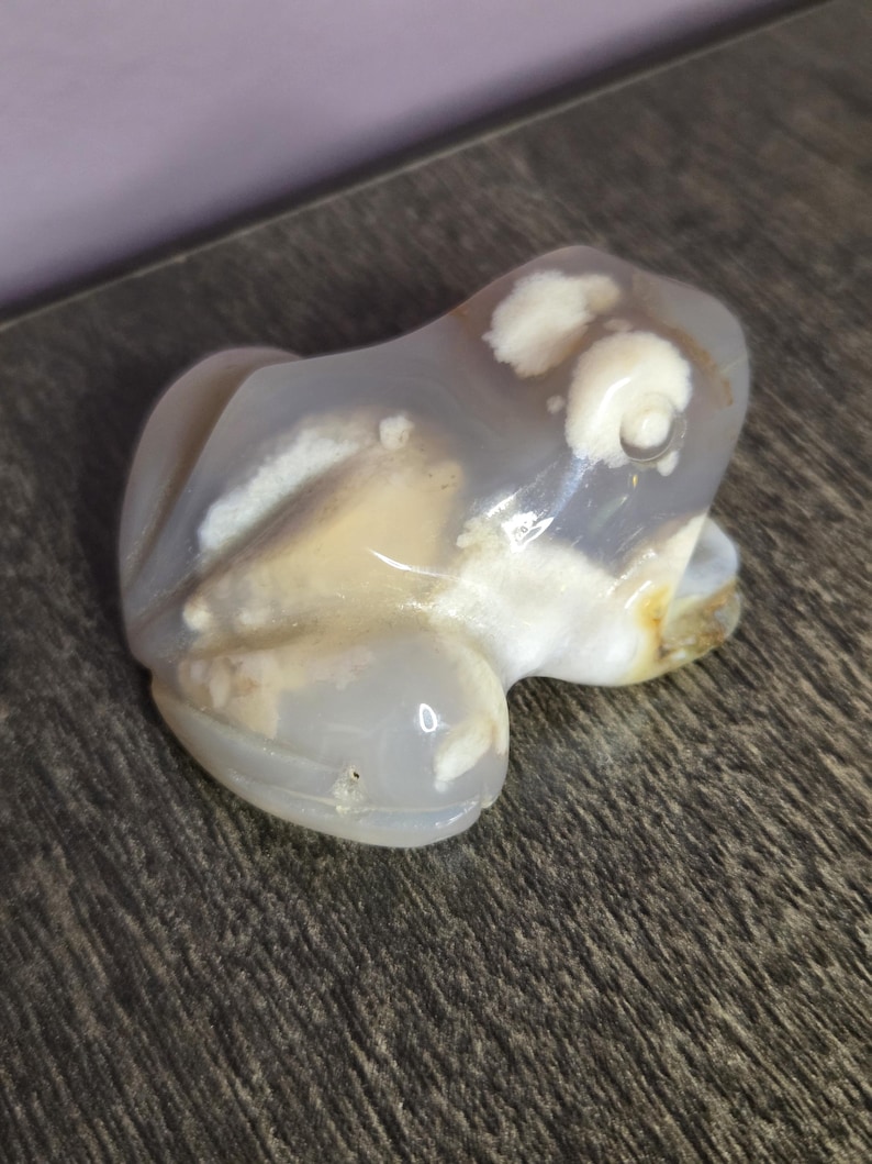 Flower Agate Frog - Crystal Frog - Frog Crystal - Frog Crystals - Flower Agate - Crystal Frog Figurine - Crystal Frog Figurines image 1