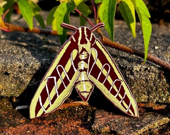 White-Lined Sphinx Moth - Enamel Pin