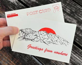 Greetings from Nowhere - Letterpress Postcard