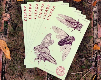 Cicada sticker set sheet