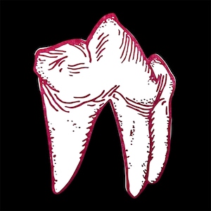 Dente – Cartão de felicitações impresso em tipografia e corte