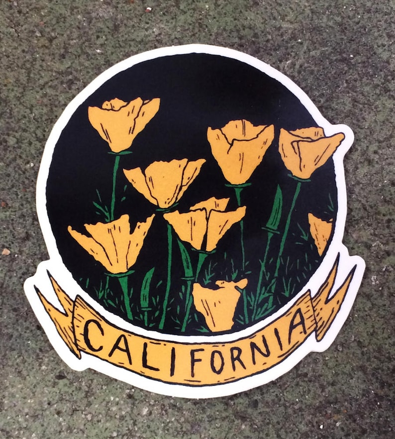 California Poppy Diecut Sticker Etsy Denmark