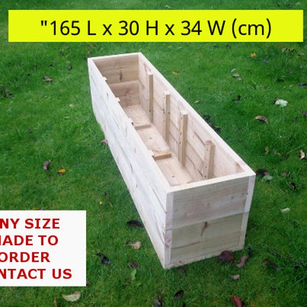 Extra Large Wooden Planter / Raised Bed (165cm Long x 30cm High x 34cm Wide) Delivered Fully Assembled. Fast&Free Delivery.