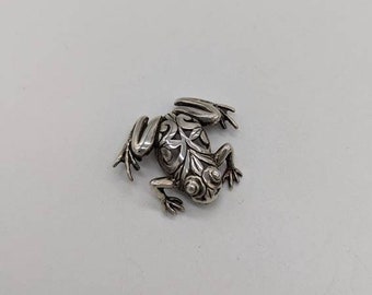 Vintage Sterling Silver Frog Pin Signed Jezlaine 925 Free Shipping