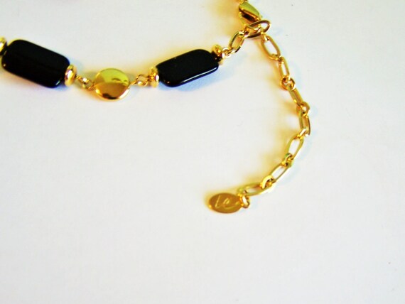 Vintage Liz Claiborne Black Goldtone Beads Adjust… - image 5