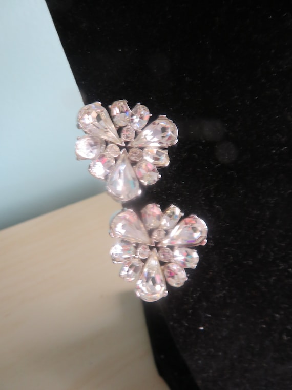 Vintage Clear Rhinestone Signed BOGOFF Dress Clip… - image 2