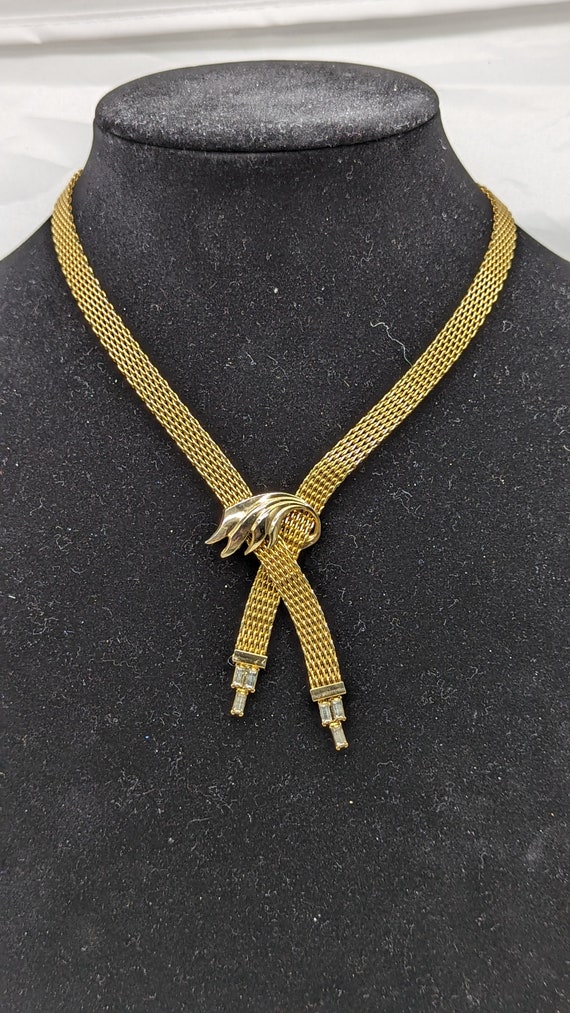 Vintage HOBE Goldtone Mesh Y Style Necklace
