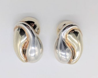 Vintage Frederic Duclos Sterling Silver Large Clip On Earrings