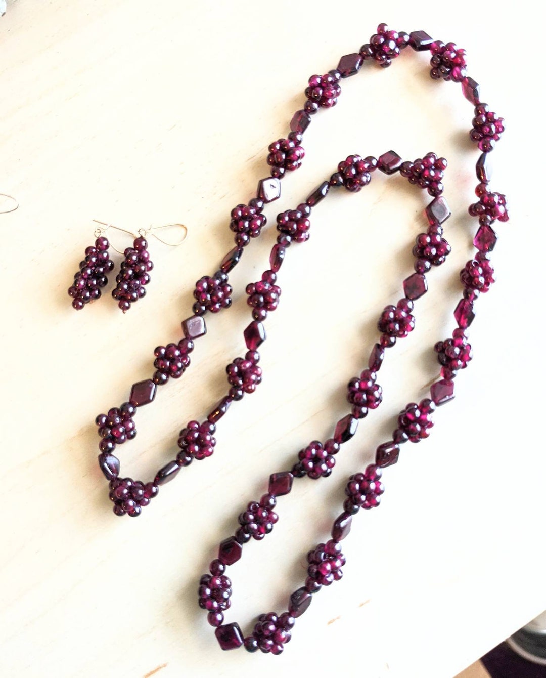 Vintage Retro Red Garnet Raspberry Design Handmade Necklace - Etsy