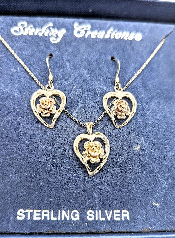 NWT Sterling Creations Sterling Silver Hearts Rose