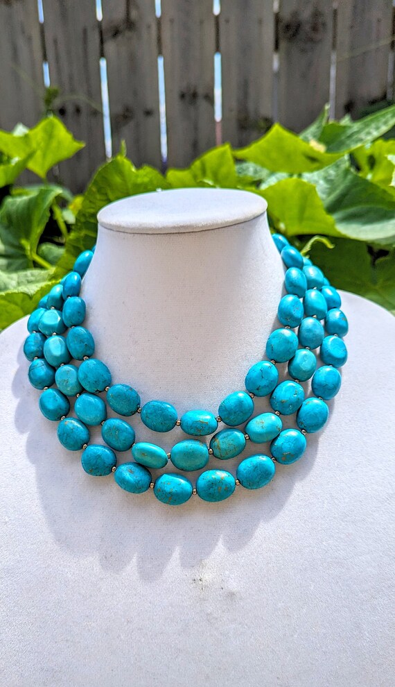 Handcrafted Artisan Three Strand Blue Turquoise St