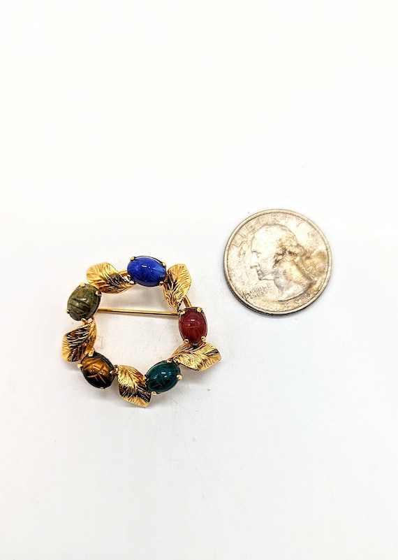 Vintage Egyptian Revival Gemstone Gold Filled Scar