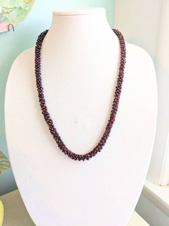 Vintage Handmade Textured Genuine GARNET Spiral N… - image 1