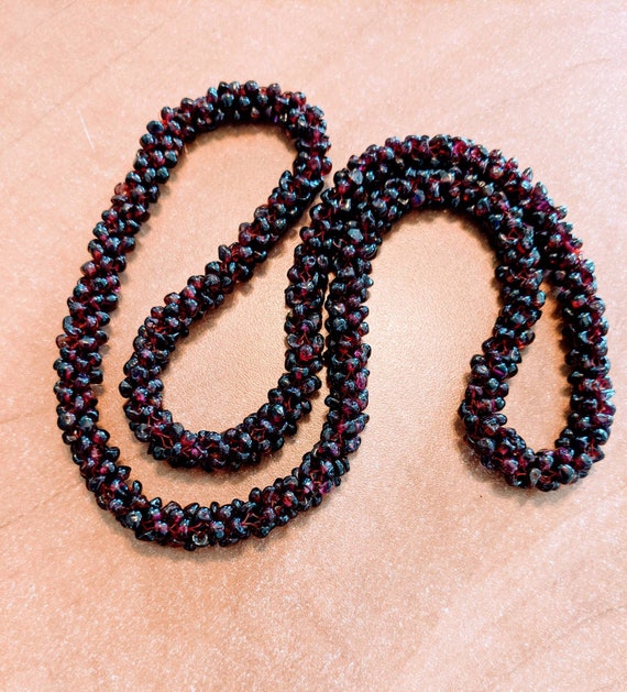 Vintage Handmade Textured Genuine GARNET Spiral N… - image 4