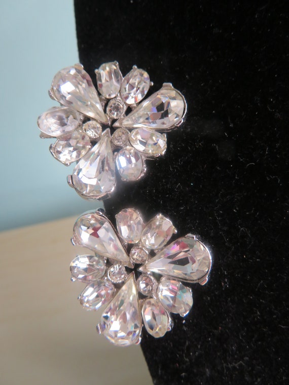 Vintage Clear Rhinestone Signed BOGOFF Dress Clip… - image 1