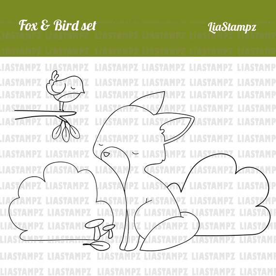 Baby Fox Stamp COMMERCIAL USE Nursery Stamp Welcome Baby Digistamp Digi Stamp Cute Fox Girl Stamp Baby Digistamp Girl Digital Stamp