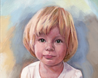 Custom Portrait Painting - Custom Painting from Photograph - Original Hand-Painted Oil on Canvas - Custom Birthday Gift - Child Portrait