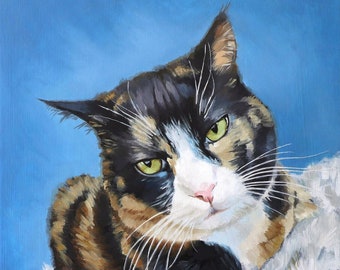 Personalisiertes Haustierportrait - Katzengemälde - Personalisiertes Geschenk - Öl auf Leinwand - Auftragsportrait - Katzenportrait