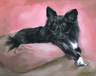 Retrato de perro de su foto - Retrato de mascota personalizado - pintura al óleo profesional en lienzo - 8x10 pulgadas y barnizado para la protección