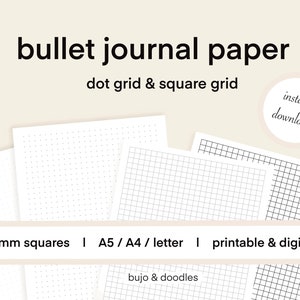 Dot Grid Paper Printable, Grid Paper, Bullet Journal Paper, A4 A5 Letter, 5mm, Instant Download, Blank Bullet Journal Template