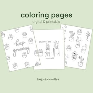 Plant Coloring Page Pack | Digital Download | Coloring Sheet | Printable | Succulent | PDF Download | PNG with Transparent Background
