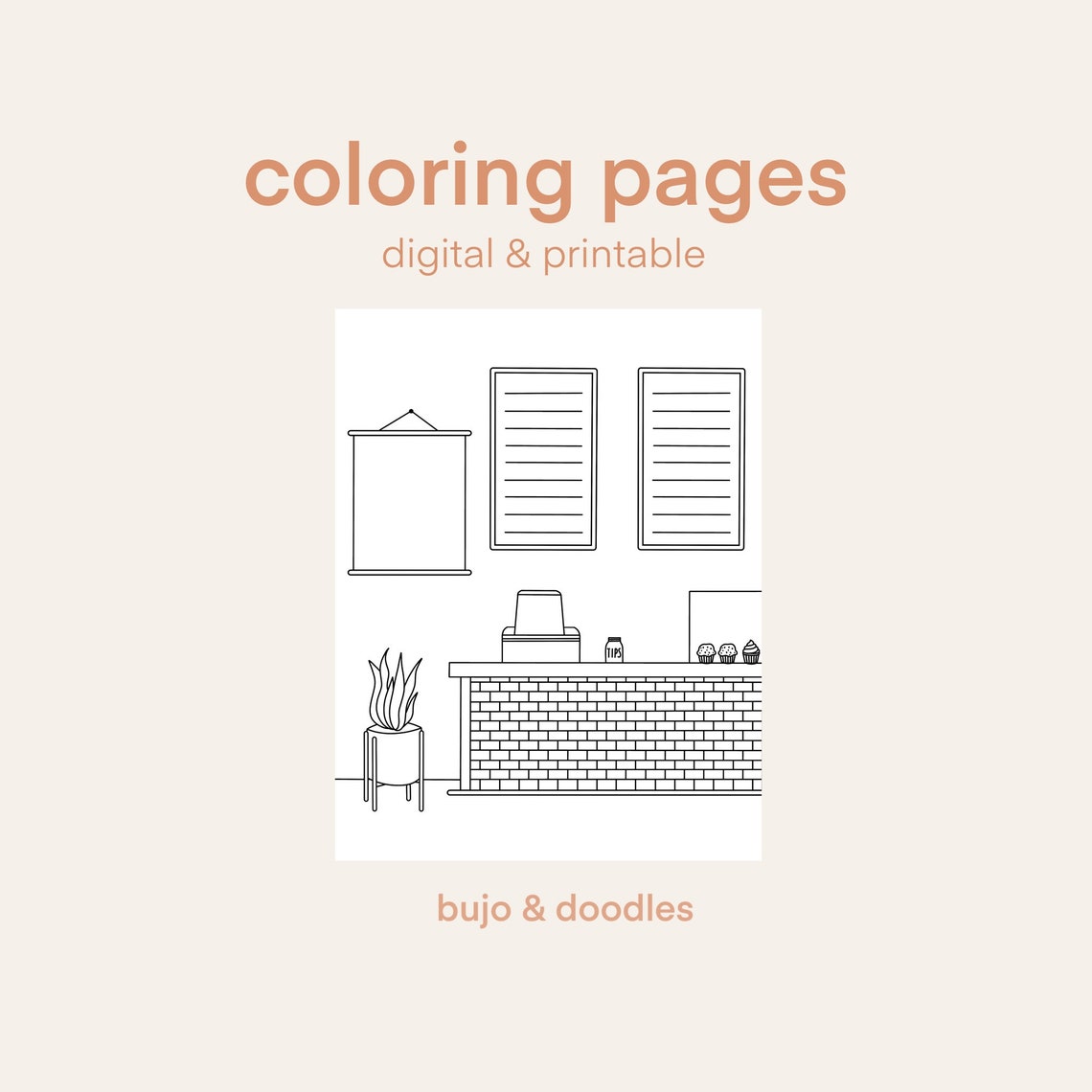 Coffee Shop Coloring Page Pack | Digital Download | Coloring Sheet ...