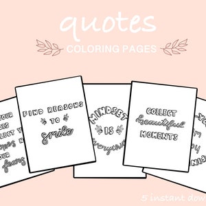 Quotes Coloring Page Pack | Digital Download | Coloring Sheet | Printable | Motivation | PDF Download | PNG with Transparent Background