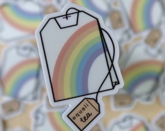 Equali-tea Sticker | 2 inch | LGBTQ+ Sticker | Equality | Pride Stickers | Love is Love | Rainbow | Pride Collection | Gay Pun