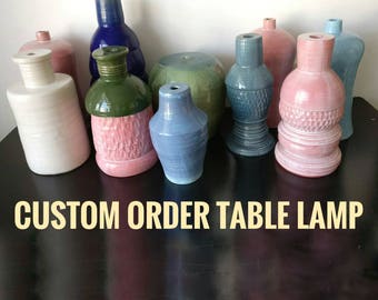 Create your custom order table lamp body, hand made in Finland. Ready to use, with wiring. Free worldwide shipping.