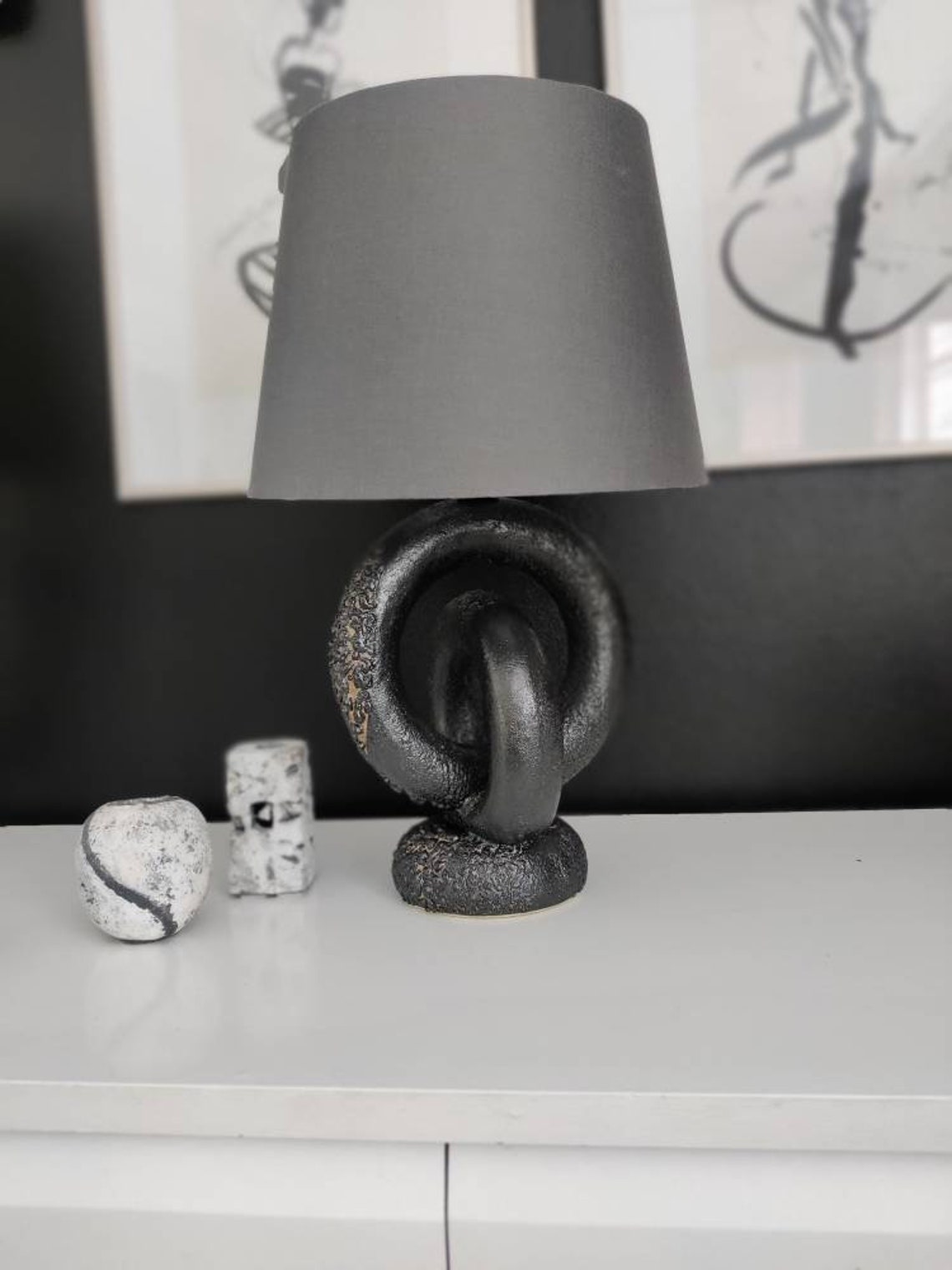 Modellierte Tischlampe. Finnischer großer rustikaler und | Etsy