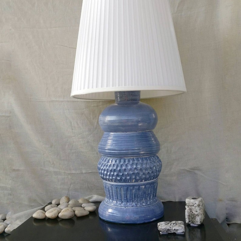 Tall Pale Blue Pottery Table Lamp The Winter S One Of Kind Base Made From Stoneware Clay