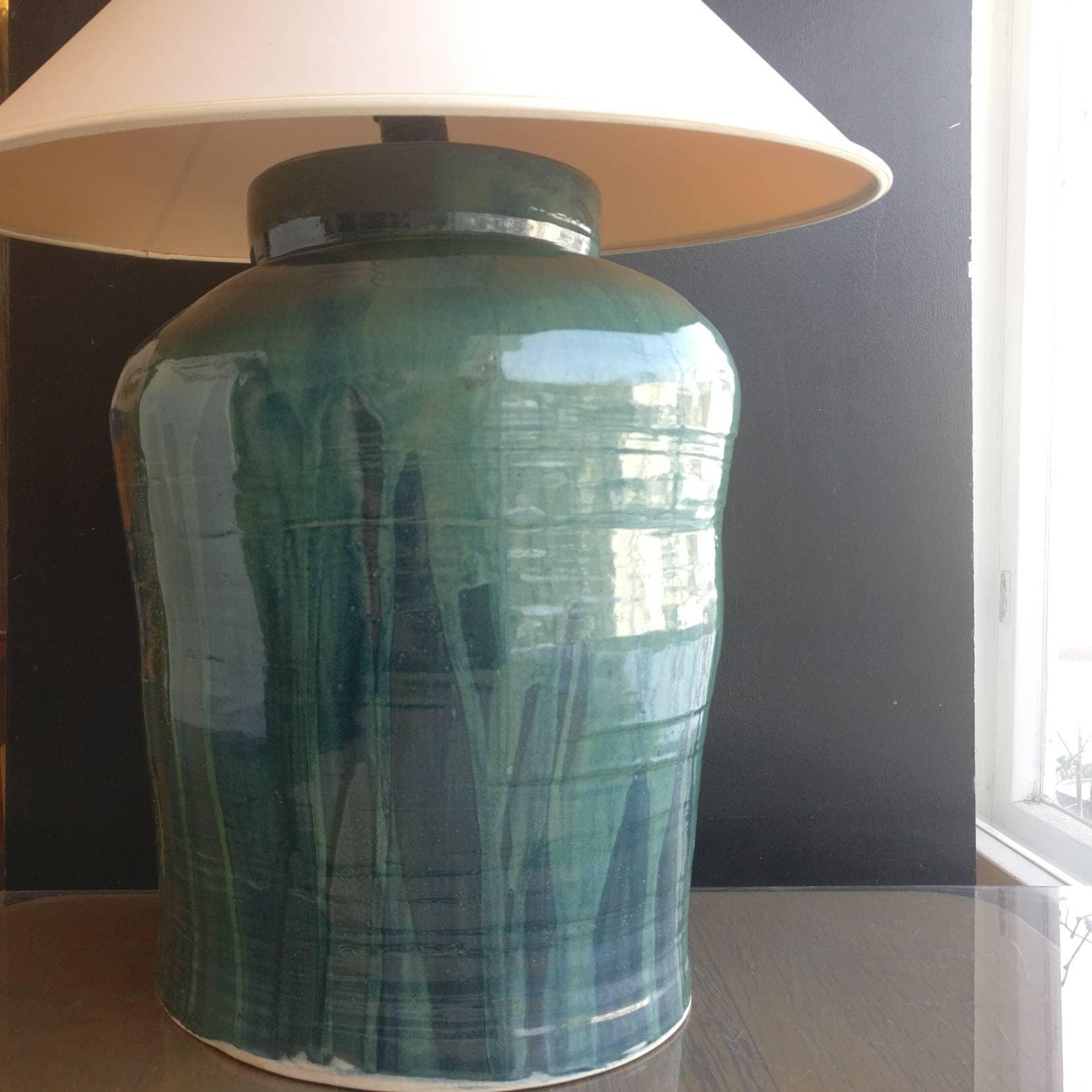 Very Large Table Lamp Hand Made, Extra Large Glass Base Table Lamps